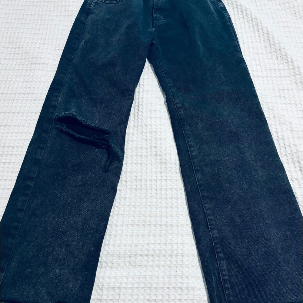 Superdown Women's Ramona Distressed Straight Jeans - Black Size 26